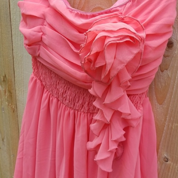 NWOT Pink Party Dress w/ Ruffles & Bubble Hem - Picture 2 of 4
